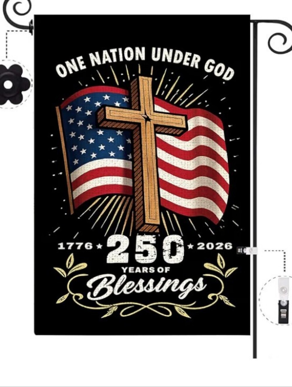 One Nation Under God 250 Years of Blessings Garden Flag
